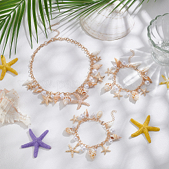 Sets aus Legierungshalsketten und Bettelarmbändern&nbsp;SJEW-UN0001-15G