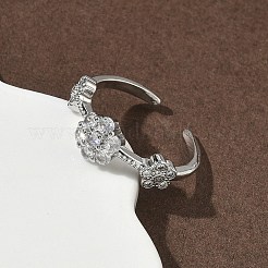 Messing Micro Pave Zirkonia Manschette offene Ringe&nbsp;RJEW-C163-22P