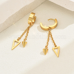 Pendientes de aro de acero inoxidable 201 con borlas triangulares y conos geométricos retro de moda&nbsp;JW1667