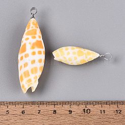 Grandi ciondoli in ottone e conchiglia mitra naturale&nbsp;SHEL-Q029-17P