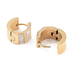 Ionenplattierung (IP) 304 Edelstahl & natürliche Muschel Huggie Creolen&nbsp;EJEW-C096-21G