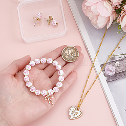 Ensemble de boucles d'oreilles et bracelet en alliage émaillé avec perles en porcelaine et pendentifs en laiton micro pavés de zircones cubiques transparentes&nbsp;SJEW-ME00002