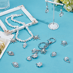 50 Stück 10 Stile Legierung Kristall Strass Anhänger&nbsp;ALRI-PH0001-35
