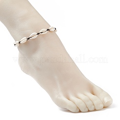 Tobilleras con cuentas trenzadas de concha de cauri natural&nbsp;AJEW-AN00516-02