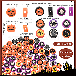 160 Stück handgemachte Polymer-Tonperlen im Halloween-Stil&nbsp;CLAY-SP0001-11