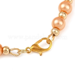 Bracciali a maglie rotonde con perle di vetro per donna&nbsp;BJEW-JB11975-02