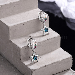 Pendientes colgantes de aro de latón y circonita cúbica&nbsp;WG36A3A-01