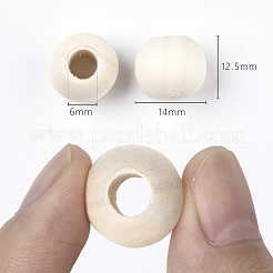 Perles européennes en bois naturel non fini&nbsp;WOOD-Q041-04D