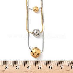 Colliers à chaîne serpent à perles rondes en acier inoxydable 304 à 3 couche pour femmes&nbsp;NJEW-G173-02B-GP
