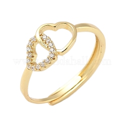 Verstellbare Fingerringe aus Messing mit Mikropflaster und Zirkonia für Damen&nbsp;RJEW-C132-07G