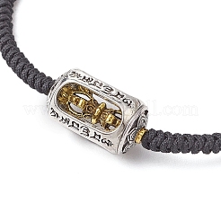 Colonna in lega stile tibetano vajra pestello con mantra a sei caratteri bracciali di perline intrecciate per uomo donna&nbsp;BJEW-JB11120