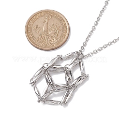 3 collier avec pendentif en forme de cage en pierre de cristal.&nbsp;NJEW-JN04751-01