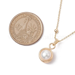 Colliers ronds à pendentif enveloppés de fil de cuivre&nbsp;NJEW-JN04947-03