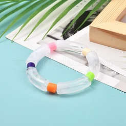 Stämmiges Acryl-Stretch-Armband mit gebogenen Rohren und Säulenperlen für Mädchen und Frauen&nbsp;BJEW-JB06989