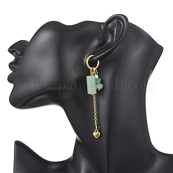 Orecchini a cerchio con nappa a forma di cuore in avventurina verde in acciaio inossidabile 304&nbsp;EJEW-JE06731-02