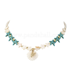 Collares de verano para mujer con colgante de estrella de mar&nbsp;NJEW-JN06506-01