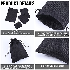 16 Stück 4 Stile Polyester-Imitat Sackleinen Verpackungsbeutel Kordelzugbeutel&nbsp;ABAG-BBC0001-01A