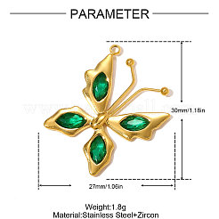 Anhänger aus 304 Edelstahl mit Zirkonia&nbsp;STAS-OY010-05G