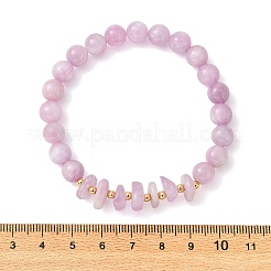 Pulseras elásticas de cuentas de kunzita natural y latón para mujer&nbsp;BJEW-JB14003
