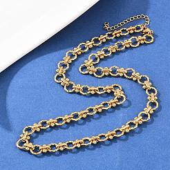 8 mm 304 Edelstahl strukturierte Ringgliederketten&nbsp;NJEW-Z105-04G-01