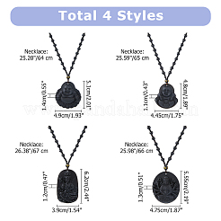 4 Stück 4 Stile Glasanhänger Halsketten&nbsp;NJEW-OC0001-04B