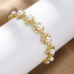 Blumen-Gliederarmbänder aus Messing&nbsp;BJEW-G740-01G