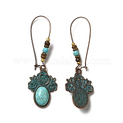 3 paires de boucles d'oreilles pendantes en alliage de style larme&nbsp;EJEW-G330-08R
