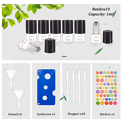 24 Stück transparente Rollkugelflaschen aus Glas mit Skala und Kunststoffabdeckung&nbsp;DIY-BC0006-46