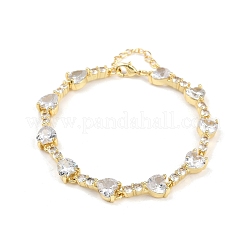 Messing-Gliederarmbänder mit Mikropflaster und klaren Zirkonia für Damen&nbsp;BJEW-F504-07G