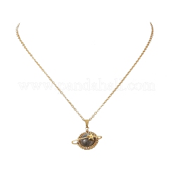Colliers pour femmes avec pendentif planète en labradorite naturelle&nbsp;NJEW-TA00260-04