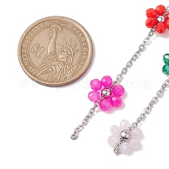 Chaînes à maillons de fleurs en perles de verre colorées&nbsp;AJEW-JB01209-02