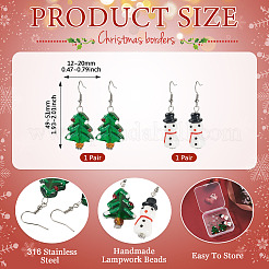 2 Paar 2 Stile Weihnachtsmotiv Glasohrringe&nbsp;EJEW-TA00701