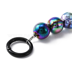Arc-en-ciel opaque plaqué acrylique rond et empreinte de patte sangles de sac de chaîne de perles&nbsp;PURS-WH0001-50E