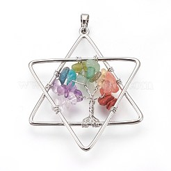 Gros pendentifs de chakra de pierres précieuses naturelles et synthétiques&nbsp;G-I212-02A