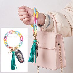 Porte-clés bracelet à maillons de chaîne&nbsp;HJEW-SW00013-03
