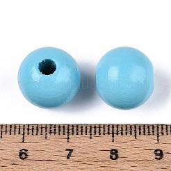 Perles rondes en bois de schima naturel peintes au pistolet&nbsp;WOOD-A018-14mm-09