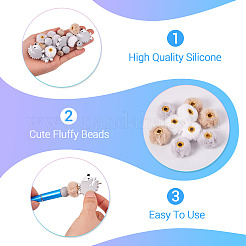 Perles focales en silicone et perles européennes en imitation fourrure de velours&nbsp;DIY-TA0013-50