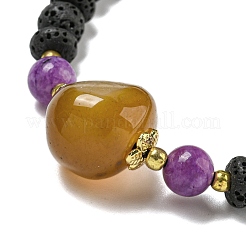 Braccialetti con perline intrecciate a rondelle di roccia lavica naturale tinta&nbsp;BJEW-Z026-01C