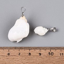 Pendentifs en laiton et coquillage spiralé naturel&nbsp;SHEL-Q029-13P