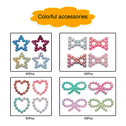 220 pz 4 stili arcobaleno abs plastica imitazione perla anelli di collegamento&nbsp;OACR-YW0001-18