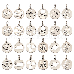 24 pièce 12 styles breloques en acier inoxydable 304&nbsp;STAS-TA0002-31
