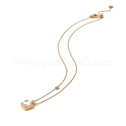 Collana con pendente quadrato in vetro&nbsp;NJEW-G106-01G-02