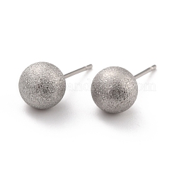 Boucles d'oreilles à tige en acier inoxydable 201 résistant au ternissement avec boule texturée&nbsp;STAS-Z039-01A-P