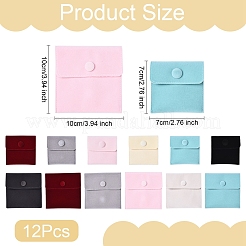 12 Stück 12 Stile quadratische Schmuckbeutel aus Samt&nbsp;TP-YW0001-05