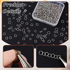1000 Stück 5 Stile 304 Edelstahl offene Biegeringe für Chainmaille-Webereien&nbsp;STAS-GA0001-62