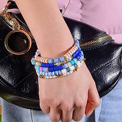 Set di braccialetti elasticizzati con perline a disco e colonna felici in stile 5 pz 5 per donne adolescenti&nbsp;sgBJEW-SZ0001-77B