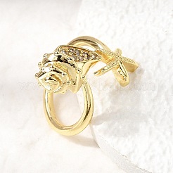 Messing Micro Pave klare Zirkonia Manschette offene Ringe&nbsp;RJEW-C164-07G
