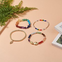 4 stücke 4 stil natürliche gemischte edelstein perlen stretch armbänder set&nbsp;BJEW-JB09222