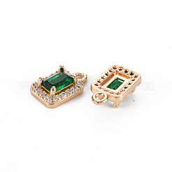 Placage de crémaillère en laiton micro pavé breloques en zircone cubique claire&nbsp;KK-T060-13-RS