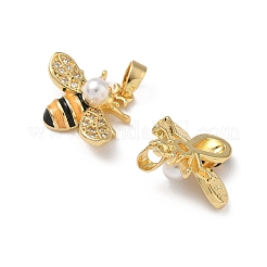 Pendentifs avec zircon cubiques à micro-pavés en laiton&nbsp;KK-F924-02G-01